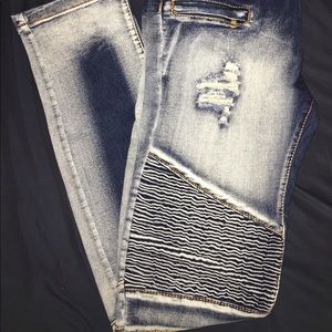 Men’s Biker Moto Distressed Destroyed Skinny Jeans